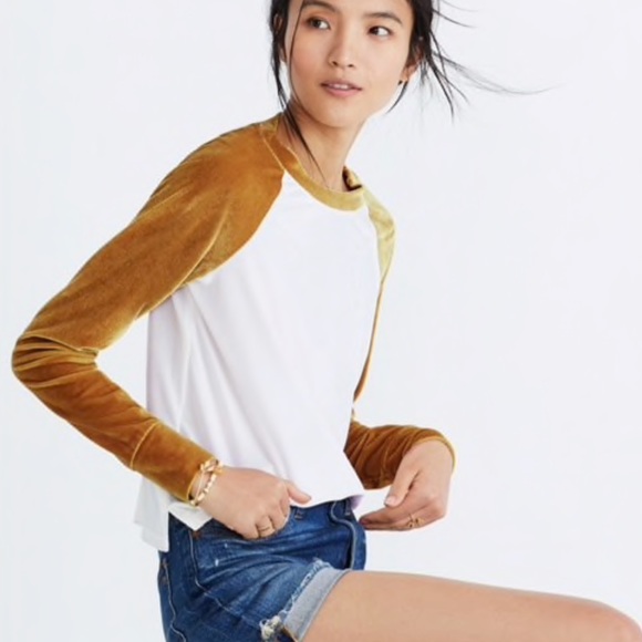 Madewell Tops - Madewell velvet baseball tee